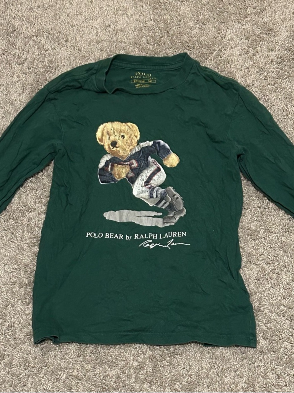 Ralph Lauren Green Polo Bear Long-Sleeve Tee